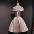 Cute Pink Satin Off Shoulder Knee Length Formal Dress, Lovely Prom Dress