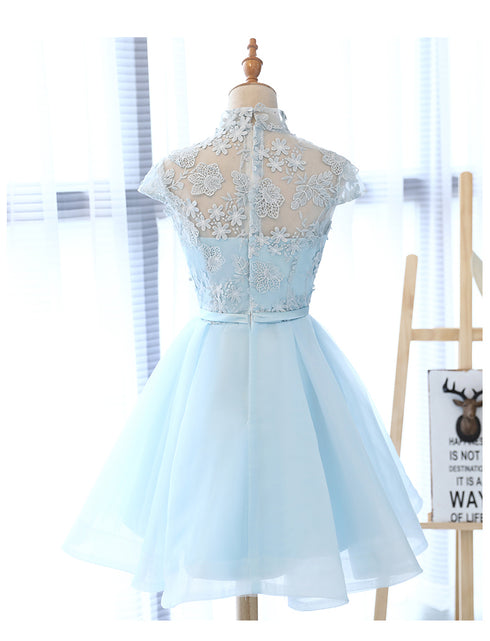 Cute Light Blue Tulle with Lace Party Dress , Beautiful Short Classical Formal Dress