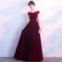 Beautiful Red Velvet Prom Dress , Long Off Shoulder Bridesmaid Dress