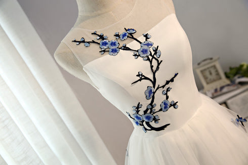 White Tulle Lovely Graduation Dress , Cute Knee Length Party Dress