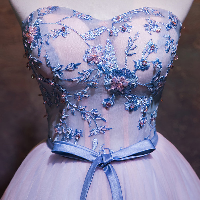Cute Pink and Blue Homecoming Dress, Tulle Short Prom Dress US size 26W / Pink and Blue