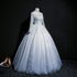 Beautiful Grey A-line Long Sleeves with Lace Party Gown, Sweet 16 Dress