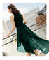 Green Chiffon High Low Bridesmaid Dress Party Dress, High Neckline Prom Dresses