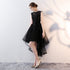 Black Tulle Round Neckline High Low Party Dress, Black Homecoming Dress