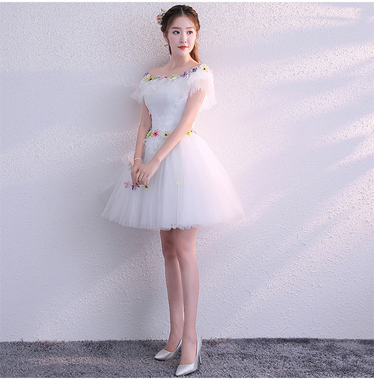 White tulle short homecoming dress s97
