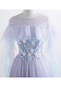 Beautiful Lavender Off Shoulder Flower Lace Long Party Dress, A-line Purple Prom Dress Formal Dress