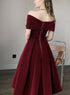 Charming Wine Red Velvet Sweetheart Bridesmaid Dress, Wine Red Prom Dress Party Dress