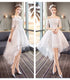 White Off Shoulder High Low Tulle Party Dress, Tulle with Lace Applique Graduation Dress Party Dress
