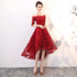 Wine Red Lace High Low Lovely Short Off Shoulder Party Dress, High Low Homeocming Dress Prom Dress