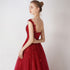 Wine Red Tulle Round Neckline Long Party Dress, A-line Floor Length Evening Dress Prom Dress