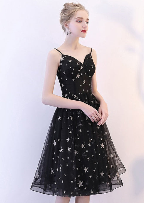 Black Short V-neckline Lovely Prom Dress, Black Homecoming Dress Party Dress
