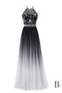 Beautiful Gradient Beaded A-line Party Gown, Long Junior Prom Dress