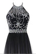 Beautiful Gradient Beaded A-line Party Gown, Long Junior Prom Dress
