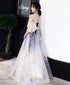 Beautiful Gradient Tulle Off Shoulder Long Party Dress, A-line Tulle Prom Dress