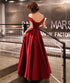 Dark Red Off Shoulder Satin Long Prom Dress, Red Evening Dress Bridesmaid Dress