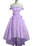 Adorable Lace Light Purple High Low Homecoming Dress, Cute Sweetheart Prom Dress