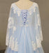 Charming Light Blue Tulle V-neckline Long Party Dress, Prom Dress