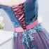 Stunning Off Shoulder Long Party Dress, Blue and Pink Prom Dresses