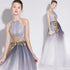 Beautiful Gradient Tulle Long Halter A-line Prom Dress, Charming Flowers Chic Formal Dress