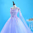 Beautiful Lavender Flowers Round Neckline Party Dress, Sweet 16 Gown