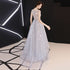 Light Grey Lace High Low Round Neckline Homecoming Dress, Beautiful Short Prom Dress