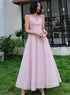 Pink V-neckline Sequins V-necckline Straps Party Dress, Pink Shiny Evening Dress Prom Dress