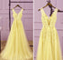 Beautiful Light Yellow Tulle Long Party Dress, A-line Prom Dress Evening Gowns