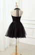 Cute Black Tulle Halter Short Homecoming Dress, Black Prom Dress