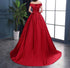 Beautiful Red Off Shoulder Satin Junior Prom Dress, Sweet Red Formal Gown