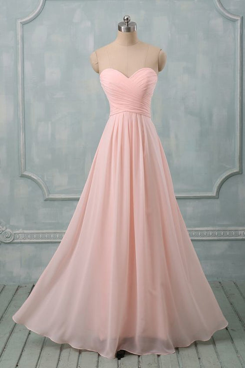 Lovely Light Pink Sweetheart Long Bridesmaid Dress, Long Prom Dress