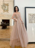 Beautiful Tulle Beaded Long Sleeves Prom Dresses, A-line Champagne Evening Gown