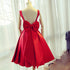 Cute Satin Bow Back Party Dresses, Red Short Homecoming Dresses