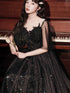 Beautiful Lace Applique Top Gradient Tulle Long Party Dress, Black Long Formal Dress Prom Dresses