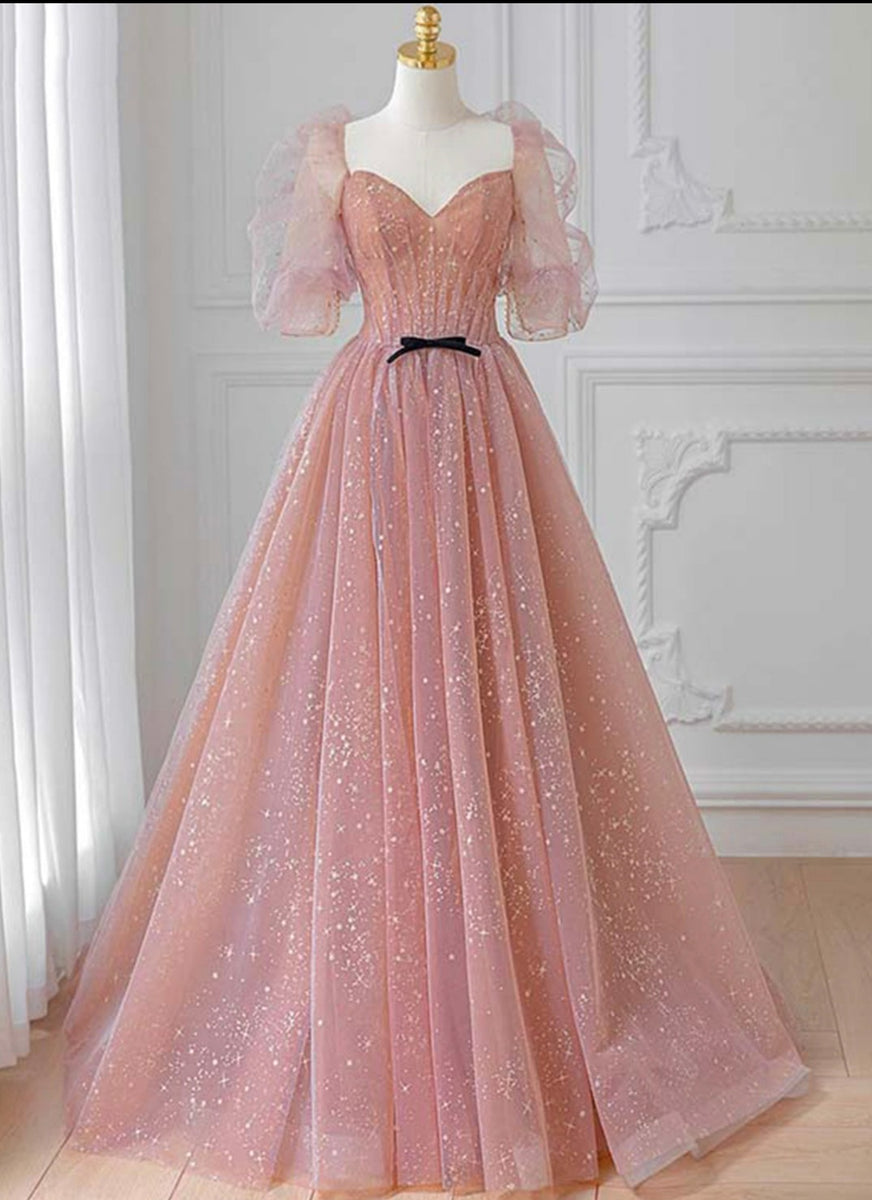 chinese dress ladies Pink A Line Spaghetti Straps 3D Flowers Prom Dresses PL440 main image 0