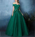 Dark Green Off Shoulder Sweetheart Tulle Prom Dress, Green Evening Dress Party Dress