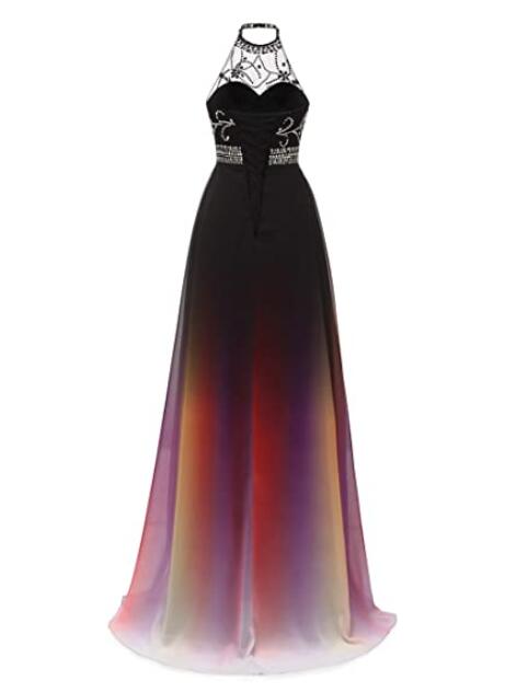 Green and Black Gradient Long Evening Prom Dress, Wedding Party Gowns