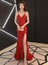 Sexy Sequins Long Slit Cross Back Junior Prom Dress, A-line Party Dress Formal Dress