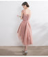 Pink Lace Tulle Cap Sleeves Bridesmaid Dress, Lovely Dark Pink Party Dress