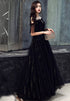 Black Off Shoulder Tulle Party Dress, A-line Black Formal Dress Prom Dress