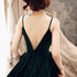 Dark Green Chic Straps Velvet Long Bridesmaid Dress Party Dress, Velvet Evening Dress
