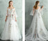 White Tulle Lace Spaghetti Straps Long Evening Dress, Embroidery White Prom Dress