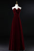 Beautiful Wine Red Velvet Floor Length Long Prom Dress, Dark Red Party Dress