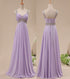 Beautiful Light Purple Chiffon Straps Party Dress, Long Formal Dress