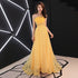 Unique Yellow Tulle Style Beaded Flowers Formal Gown, Yellow Long Prom Dress Party Dress