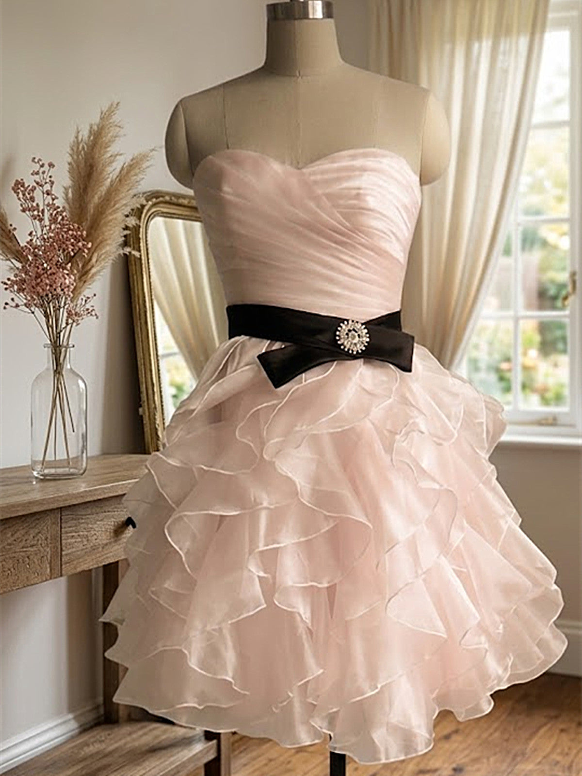 light pink dresses for teens Cute Organza Sweetheart Layers Party Dress, Pink Homecoming Dress Short Prom Dress linked_masterno_57242 Off-the-Shoulder Long Prom Dress Size:Size 12.5 to ensure proper fit