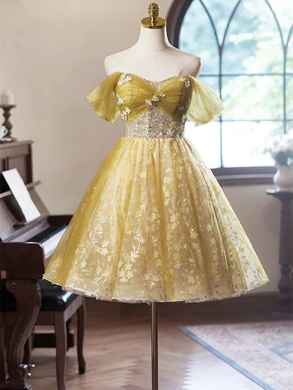 Wedding Colors Pale Yellow Dress For Wedding Elegant Yellow Tulle Tea  Length Prom Homecoming Dress, Sweetheart