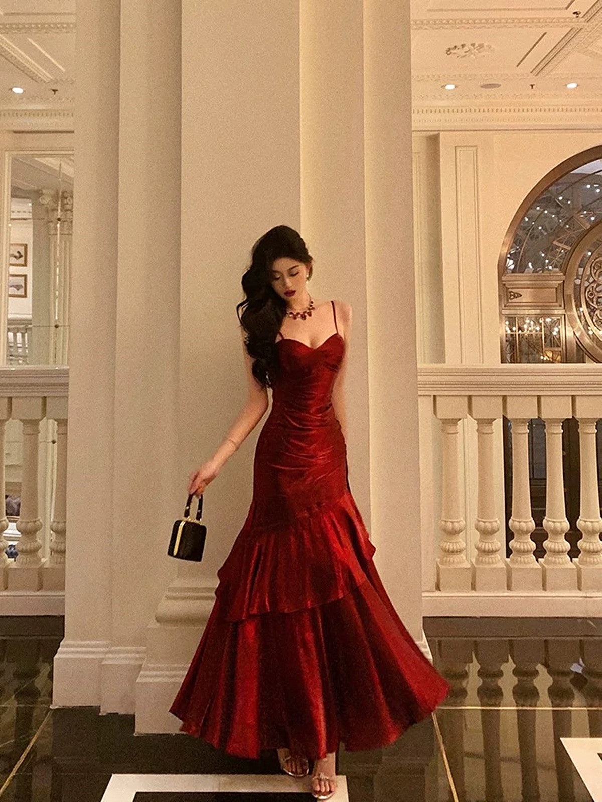 Wine Red Mermaid Straps Satin Chic Party Dress, Wine Red Satin Prom Dress Evening Dress US 16 / Wine Red Wine Red Mermaid Straps Satin Chic Party Dress, Wine Red Satin Prom Dress Evening Dress US 16 / Wine Red