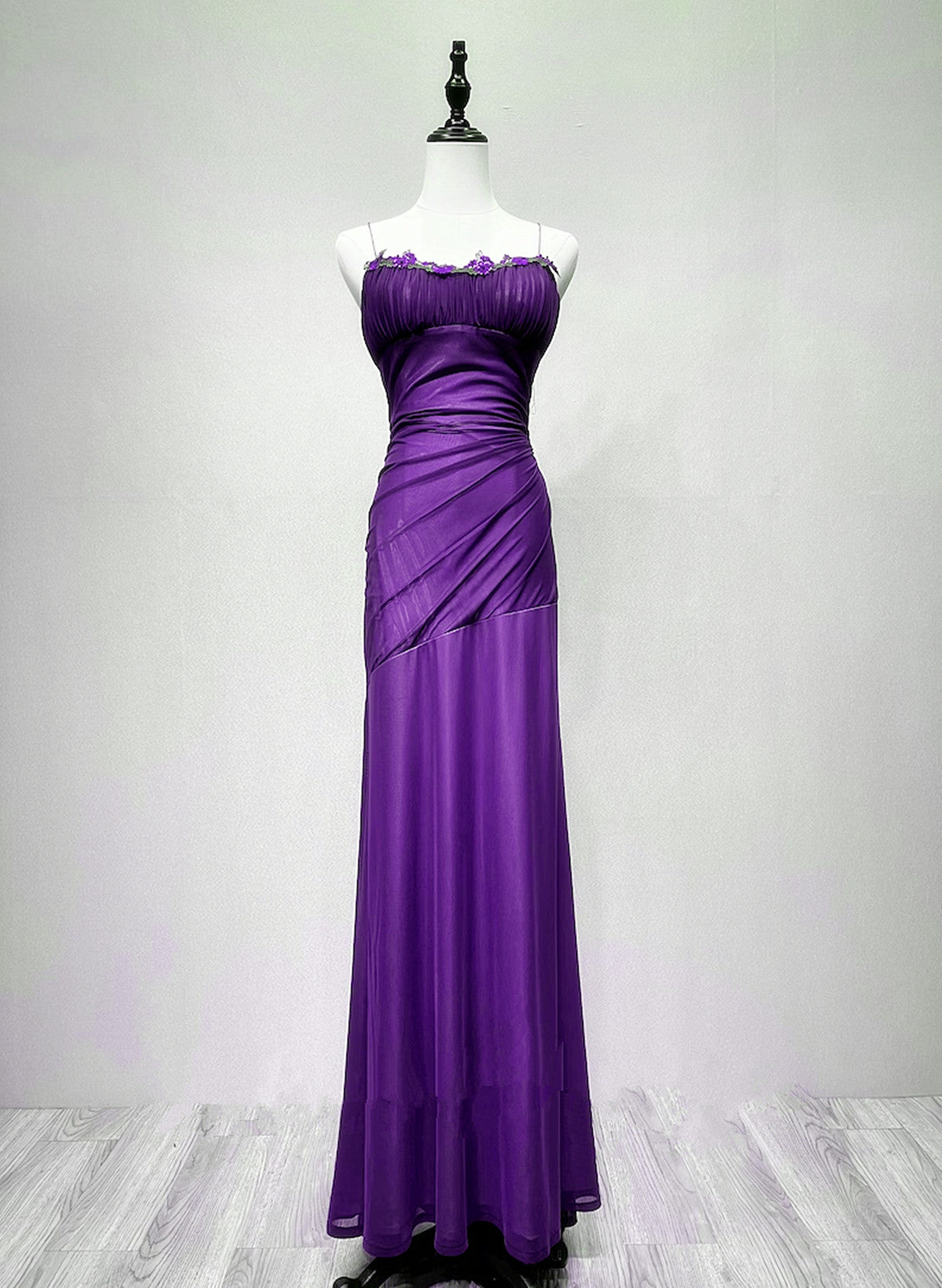 Purple Spandex Straps Formal Dress, Purple Evening Dress Prom Dress US Size 10 / Purple