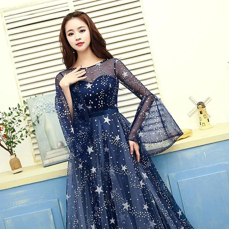Light Blue Straps A-Line Long Party Dress Fashion Vacation Dress, DP3998 main image 1