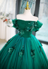Green Off Shoulder A-Line Floral Short Party Dress Cute Mini Birthday Dress, DP5268